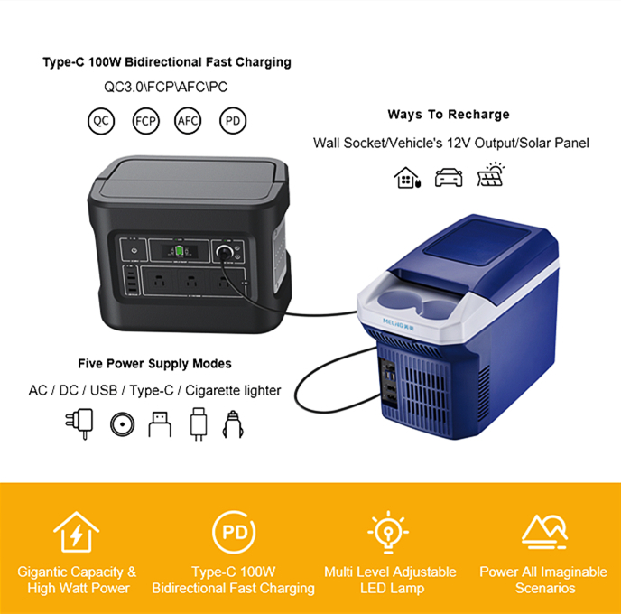 Générateur solaire rechargeable 1000W pour le chargement mobile